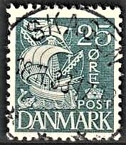 FRIMÆRKER DANMARK | 1933 - AFA 205 - Karavel 25 øre blå Type I - Lux Stemplet